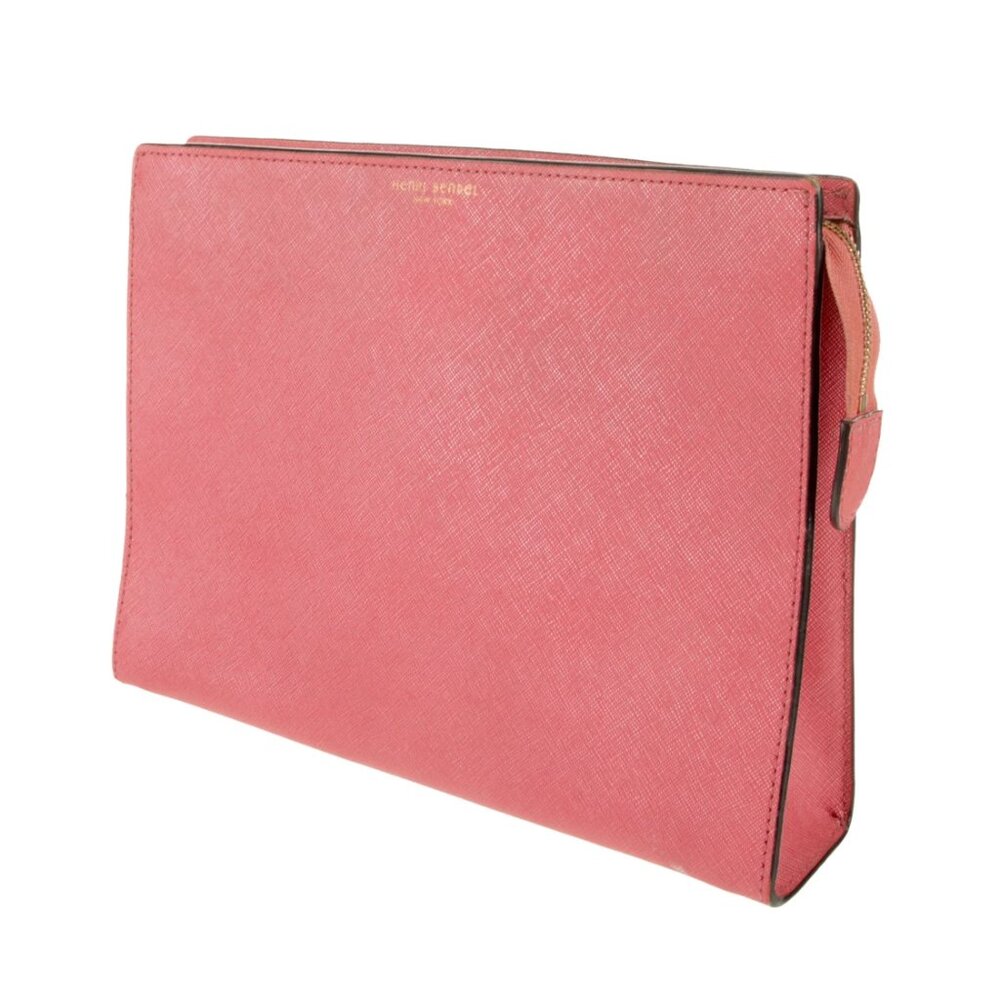 Henri Bendel Coral Colored Leather Portfolio Clutch